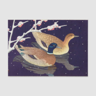 Papier Mousseline 真 鴨, Canards Mallard, Hasui Kawase, Coupe de bois