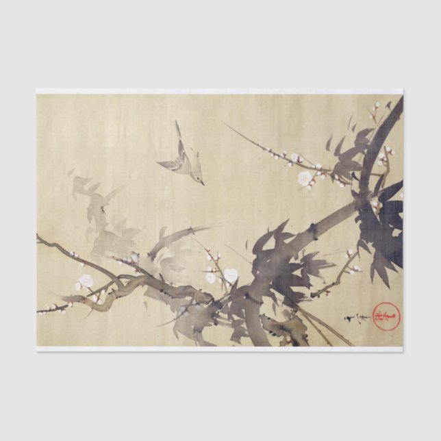 Papier Mousseline 竹 に 鳥, 其 Oiseau et Bambou, Kiitsu, Japon Art (Recto)
