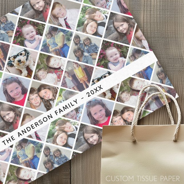 Papier Mousseline 12 Collage photo dans un texte personnalisé Motif  (Custom Tissue Paper)