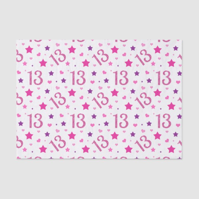 Papier Mousseline 13e anniversaire fille rose Parties scintillant pa (Recto)