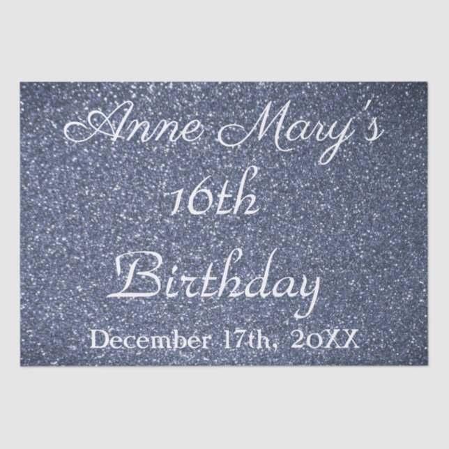 Papier Mousseline 16e anniversaire Glittery Sparkle Custom Dusty Blu (Recto)