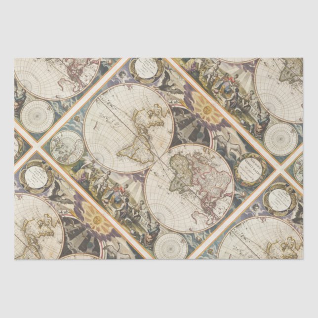 Papier Mousseline 1702 Une nouvelle carte du monde (Recto)