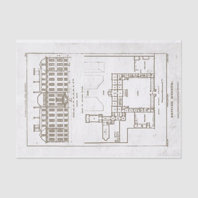 Papier Mousseline 1823 British Museum Gardens Plans London Decoupage (Recto)
