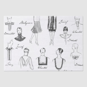 Papier Mousseline 1925 French Fashions Tissue Paper c. 2