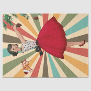 Papier Mousseline 1950 Femme de Noël avec Arrière - plan rétro