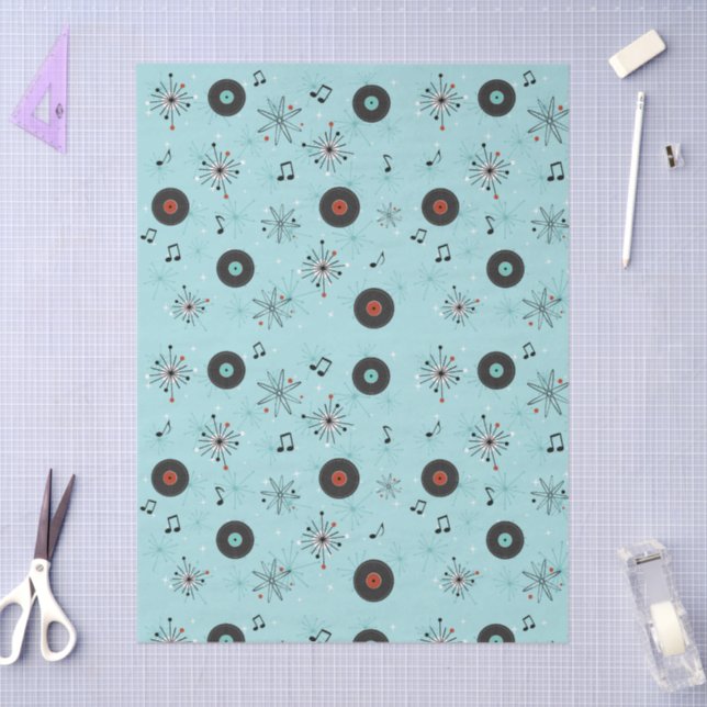 Papier Mousseline 1950s Retro Music Records (Artisanat)