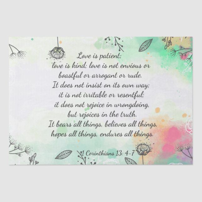 Papier Mousseline 1 Corinthiens 13: 4-7 (Recto)