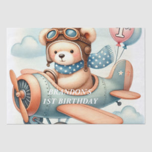 Papier Mousseline 1er Anniversaire Aéronef Boy Aquarelle vers le hau