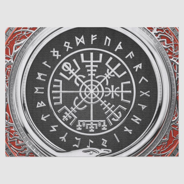 Papier Mousseline [220] Vegvisir - Viking Silver Magic Runic Compass (Recto)
