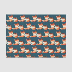 Papier Mousseline 2 mignons petits renards rouges Motif d'aquarelle