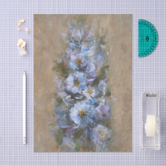 Papier Mousseline 322 Bleu et blanc (Artisanat)