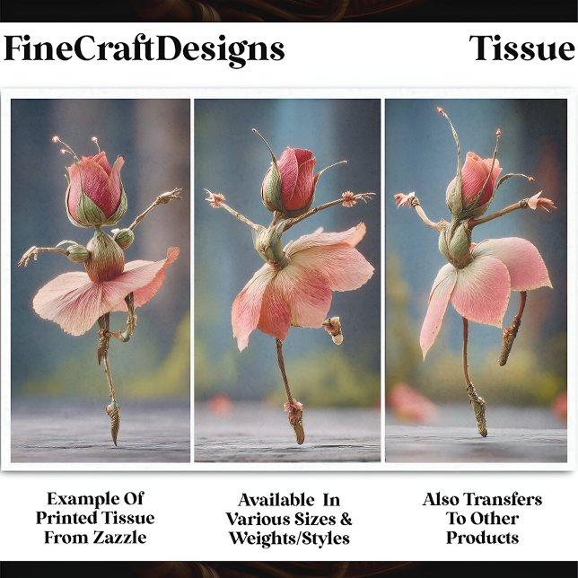 Papier Mousseline 3 Blush Rose Fairy Ballerinas DJ8L Découpage (Créateur téléchargé)