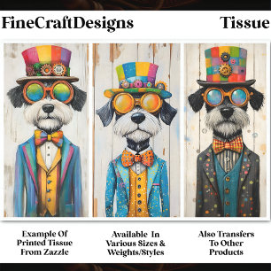 Papier Mousseline 3 Chiens Schnauzer Steampunk Bizarres DDE5 Découpa