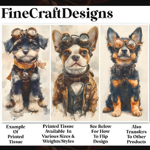 Papier Mousseline 3 Chiens Steampunk Mignons Groupe 2 CB5 Découpage