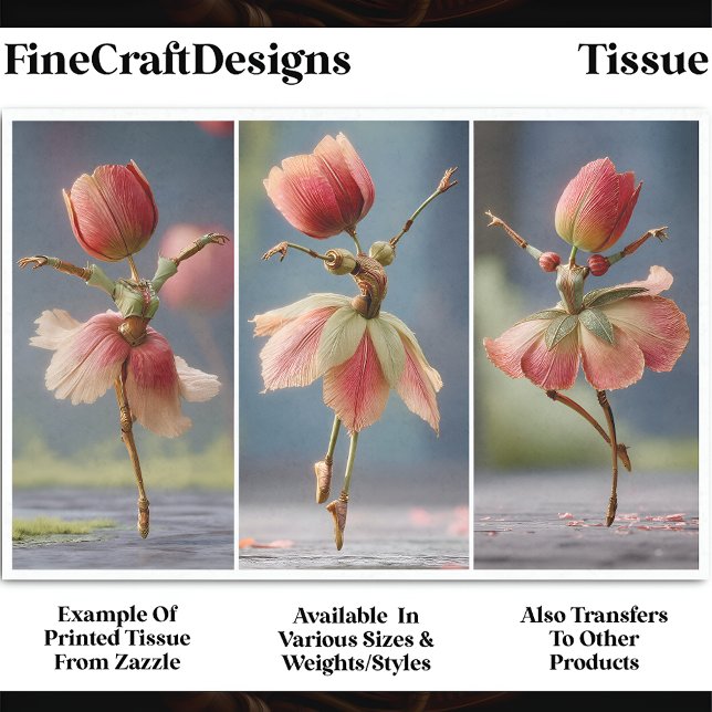 Papier Mousseline 3 Tulip Flower Ballerinas, DJ5R Rose Découpage (Créateur téléchargé)