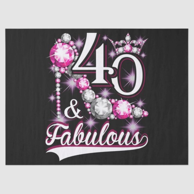 Papier Mousseline 40 et fabuleux 40 ans 40e anniversaire Diamond (Recto)