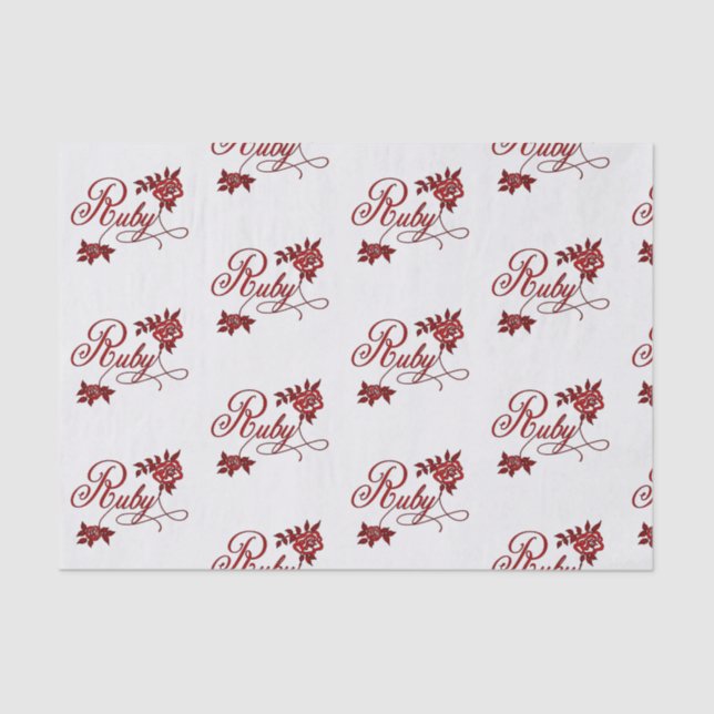 Papier Mousseline 40e anniversaire de Ruby Texte et Roses blanches (Recto)