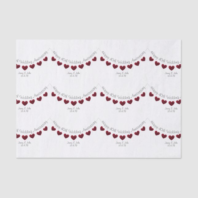 Papier Mousseline 40e anniversaire du Mariage Ruby papier personnali (Recto)