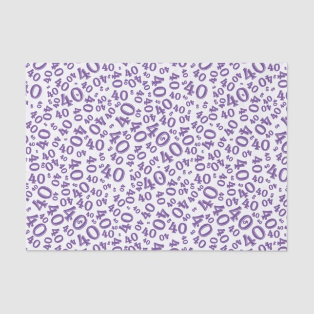 Papier Mousseline 40e anniversaire Motif du numéro aléatoire violet/ (Recto)