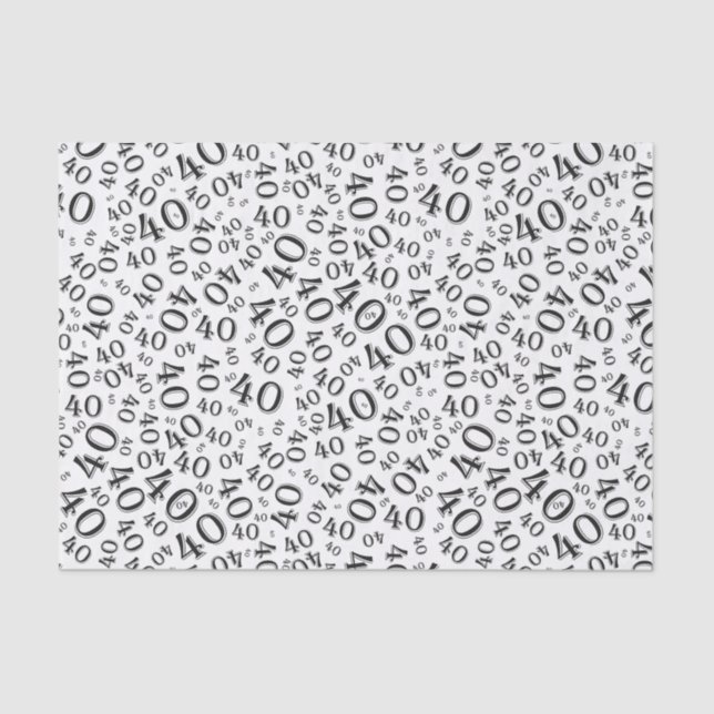 Papier Mousseline 40e anniversaire Noir/Blanc Random Numéro Motif (Recto)