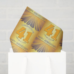 Papier Mousseline 41 ans Mouchoir de 12 étapes d'anniversaire Gold