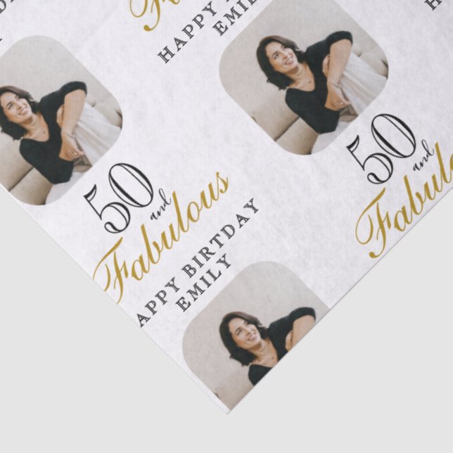 Papier Mousseline 50 and Fabulous Photo 50th Birthday (Détail)