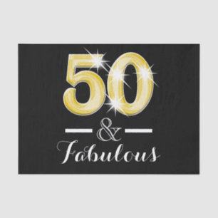 Papier Mousseline 50 et anniversaire noir fabuleux d'or