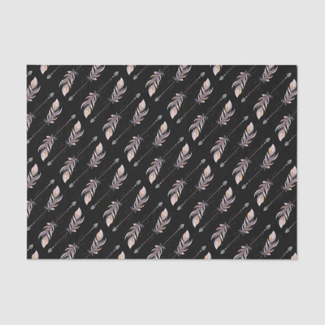 Papier Mousseline 50 & Fabuleux Anniversaire Pink Boho Feathers Noir (Recto)