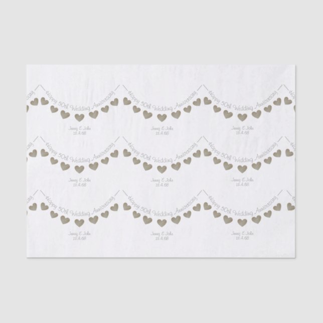 Papier Mousseline 50e anniversaire Mariage papier de tissu cardiaque (Recto)