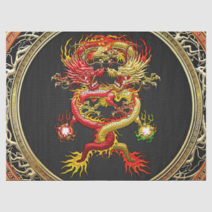 Papier Mousseline [600] Dragons rouges et jaunes