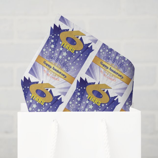 Papier Mousseline 6 Ans d'Anniversaire Sans Alcool Chiffre Gras (Sac cadeau)