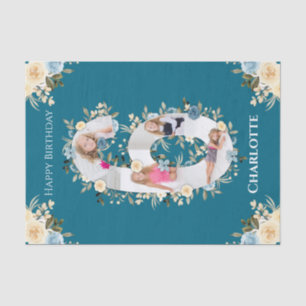 Papier Mousseline 6e anniversaire Photo Collage Turquoise bleu jaune