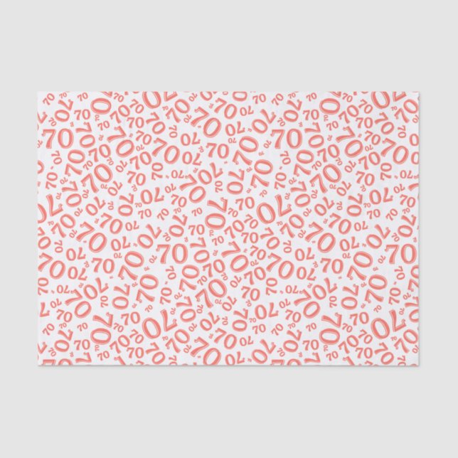Papier Mousseline 70 Anniversaire Random Number Motif Coral/White 70 (Recto)