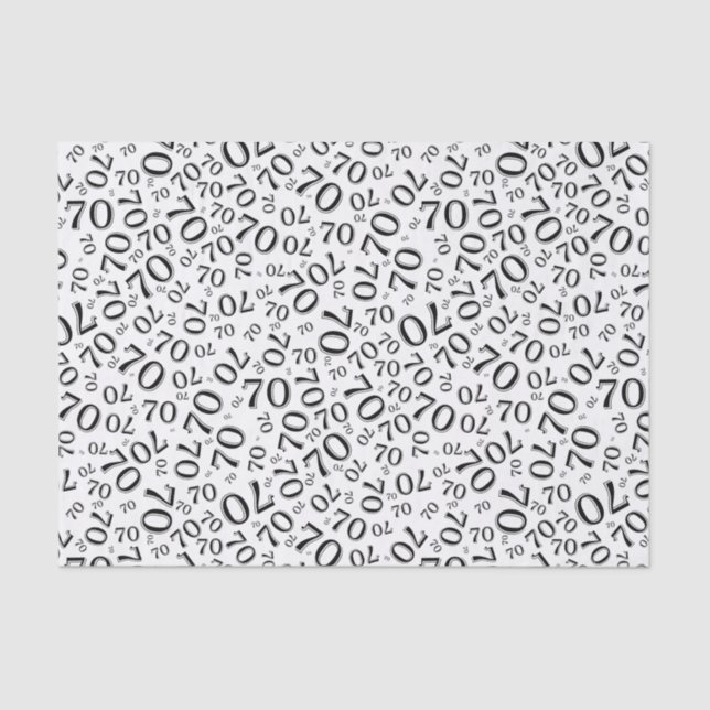Papier Mousseline 70e anniversaire Cool Numéro Motif noir et blanc (Recto)