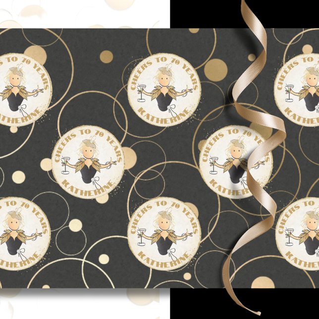 Papier Mousseline 70e anniversaire Funny moderne Fab Black Gold Anni (Créateur téléchargé)