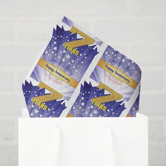 Papier Mousseline 7 ans d'abstinence Anniversaire Chiffre Gras (Sac cadeau)