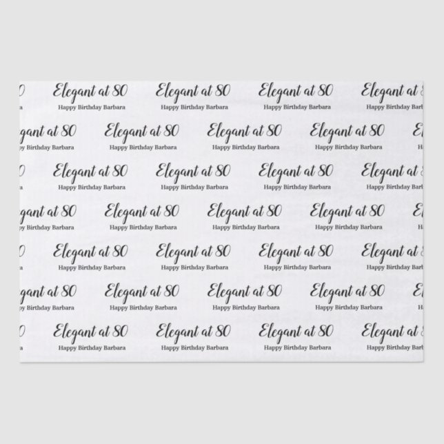 Papier Mousseline 80e anniversaire Elégant à 80 Personnaliser (Recto)