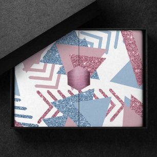 Papier Mousseline 80s Abstrait lunaire Dusty Mauve rose et bleu