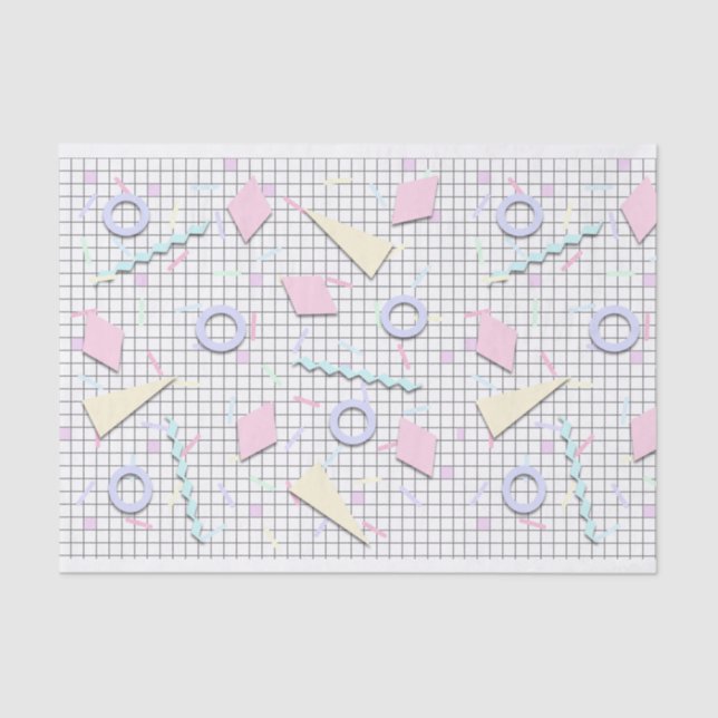 Papier Mousseline 80s Candy Pastel Geo Imprimer Papier Tissu (Recto)