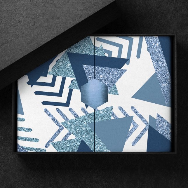 Papier Mousseline 80s Luxe Abstrait | Turquoise et bleu marine (Créateur téléchargé)