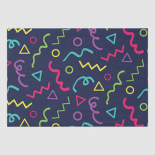 Papier Mousseline 80s quatre-vingts rétro parti néon Memphis motif