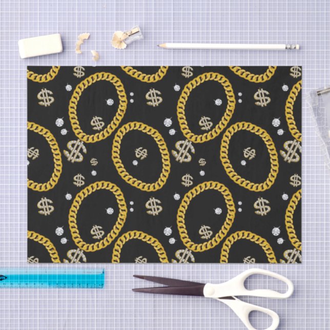 Papier Mousseline  90's Hip Hop Rap Music Gold Cuban Link Chain (Artisanat)