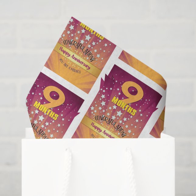 Papier Mousseline 9 Mois Anniversaire de la récupération Numéros gra (Sac cadeau)