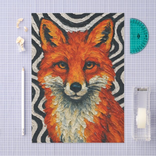 Papier Mousseline A beautiful red fox decoupage (Artisanat)