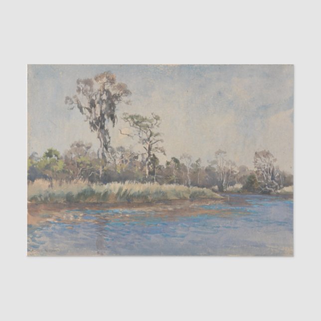 Papier Mousseline A Creek at Wilmington NC Decoupage Paper (Recto)