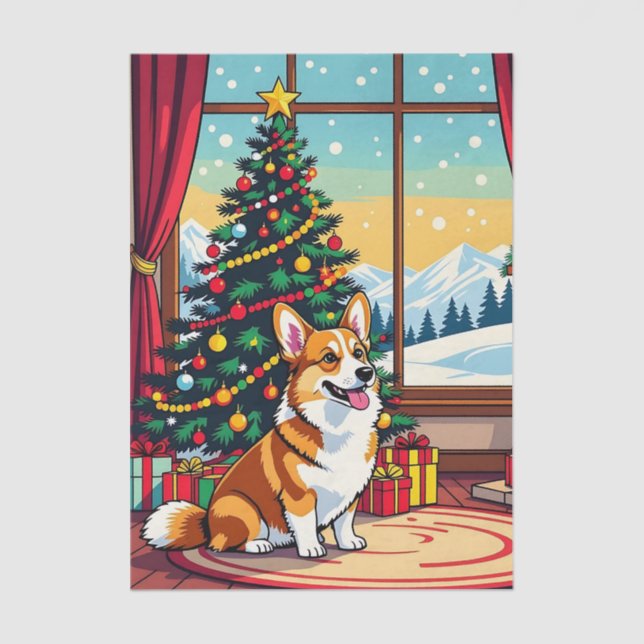 Papier Mousseline A Cute Festive Corgi Christmas (Recto)