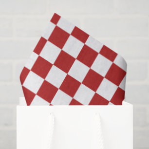 Papier Mousseline à damiers blanc rouge