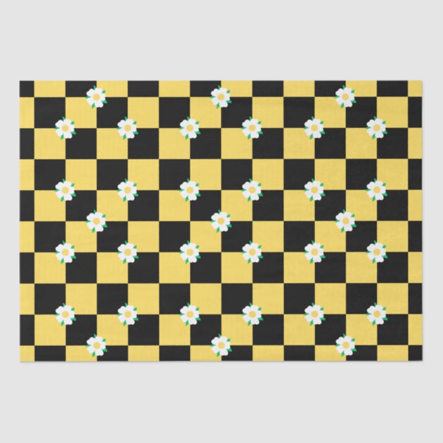 Papier Mousseline à damiers jaune blanc (Recto)