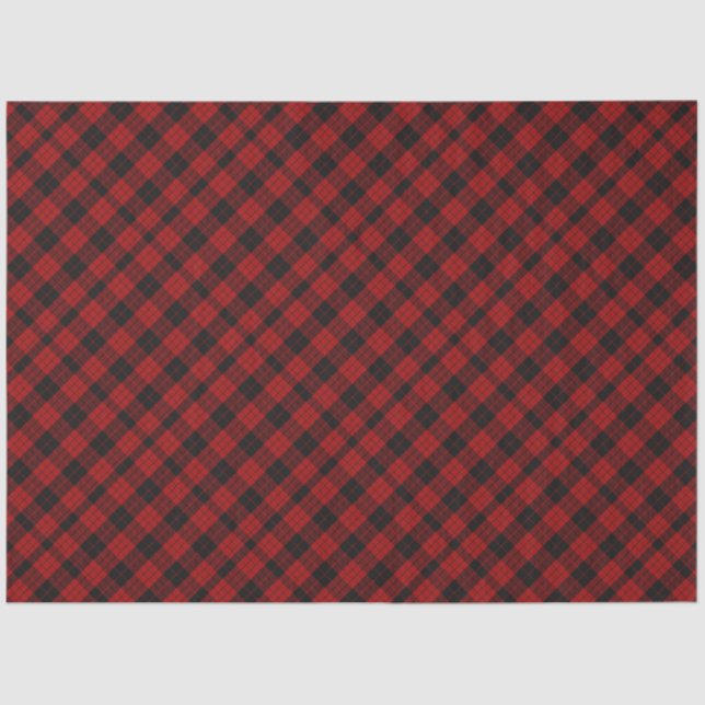 Papier Mousseline à damiers Noël Rouge Buffalo Plaid (Recto)