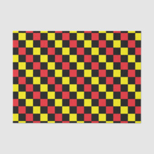 Papier Mousseline à damiers rouge, noir et jaune